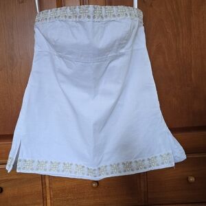 J. Crew White and Gold Embroidered Tank, 4